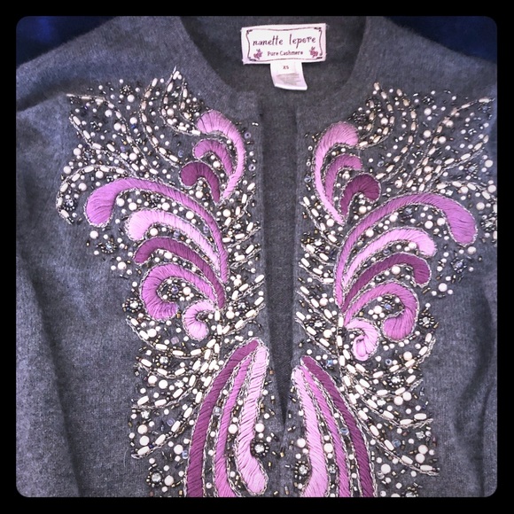 Nanette Lepore Beaded Cashmere Cardigan
